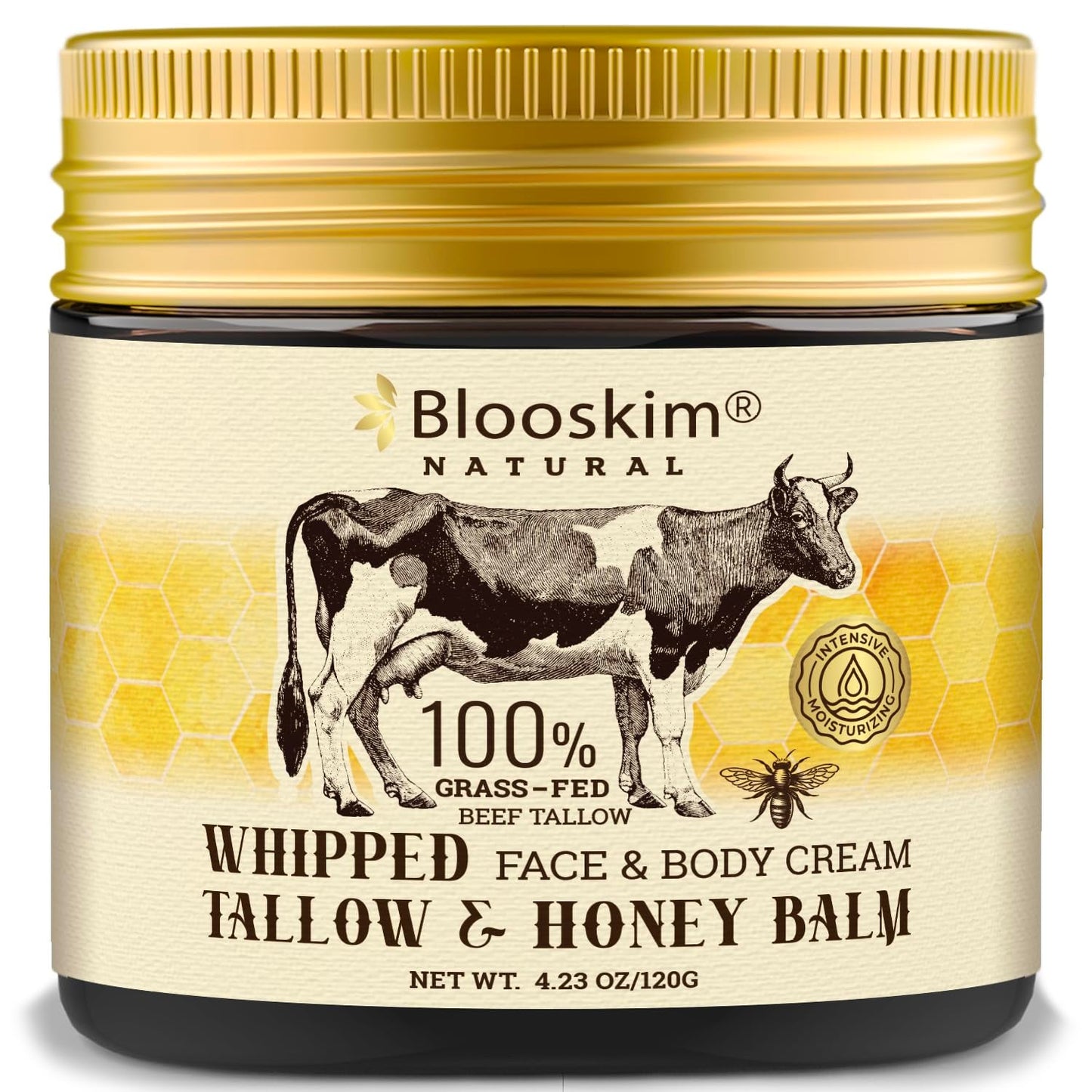 Beef Tallow for Face – Whipped Tallow Balm with Honey – Beef Tallow Moisturizer for Skin – Tallow Face Moisturizer for Wrinkles, Dry Skin, and Fine Lines – Beef Tallow Lotion - 4.23 Oz