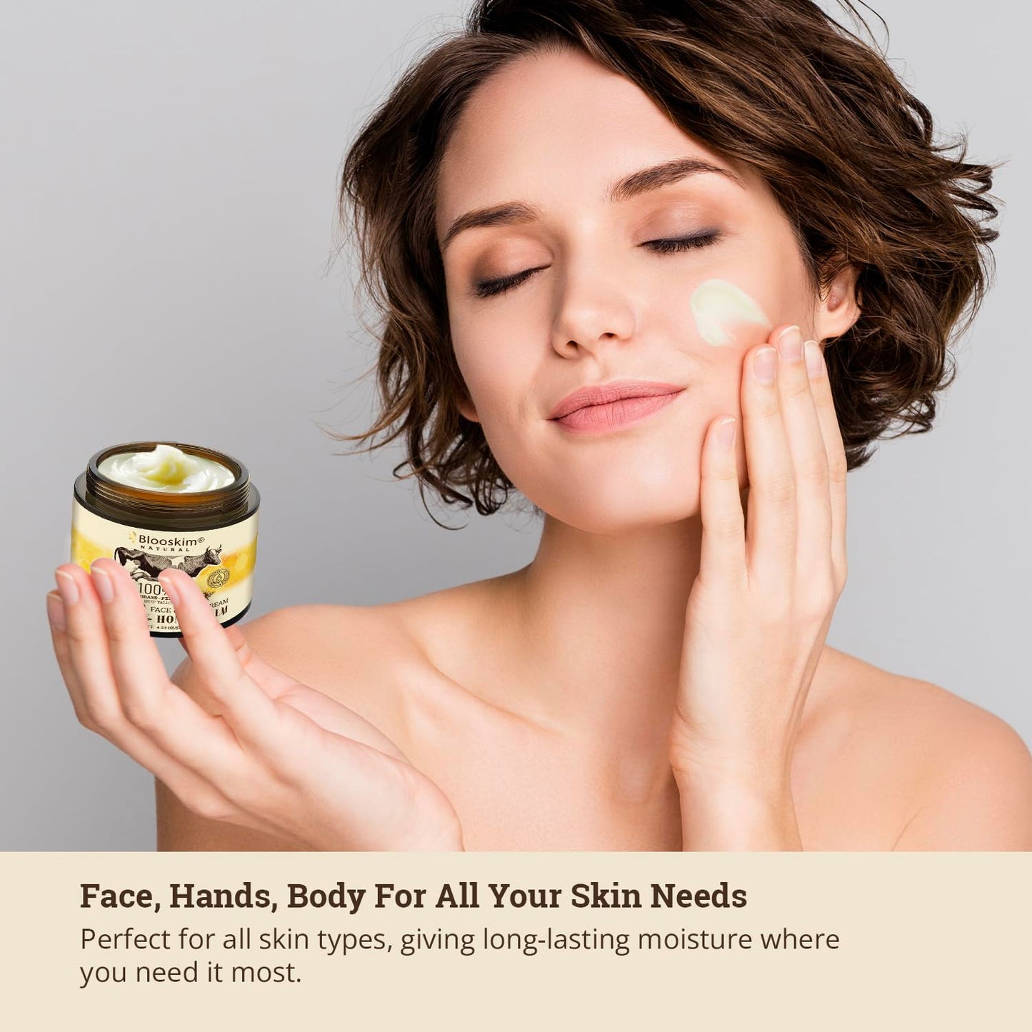 Beef Tallow for Face – Whipped Tallow Balm with Honey – Beef Tallow Moisturizer for Skin – Tallow Face Moisturizer for Wrinkles, Dry Skin, and Fine Lines – Beef Tallow Lotion - 4.23 Oz